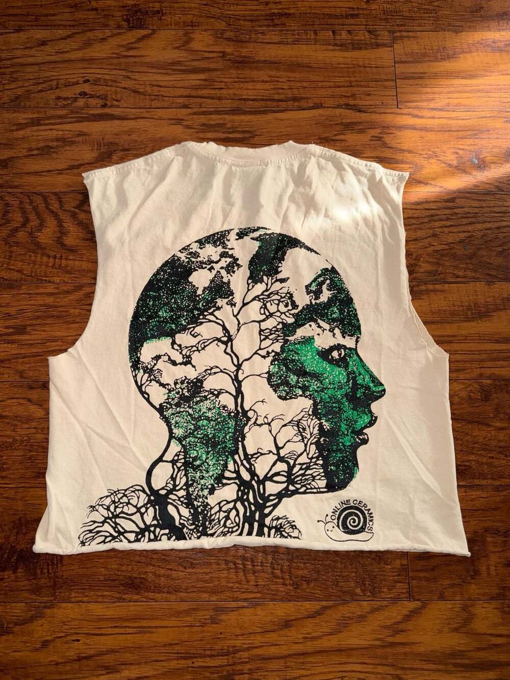 Online Ceramics Stop Killing Our Home Cut Off Sleeves Graphic T Shirt - Picture 5 of 7